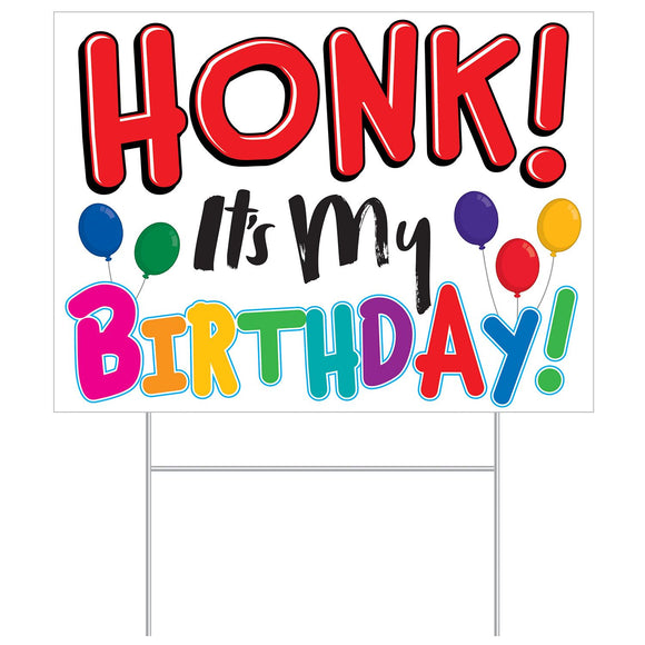 Beistle Plastic Honk! It's My Birthday Yard Sign 110.5 in  x 150.5 in  (1/Pkg) Party Supply Decoration : Birthday