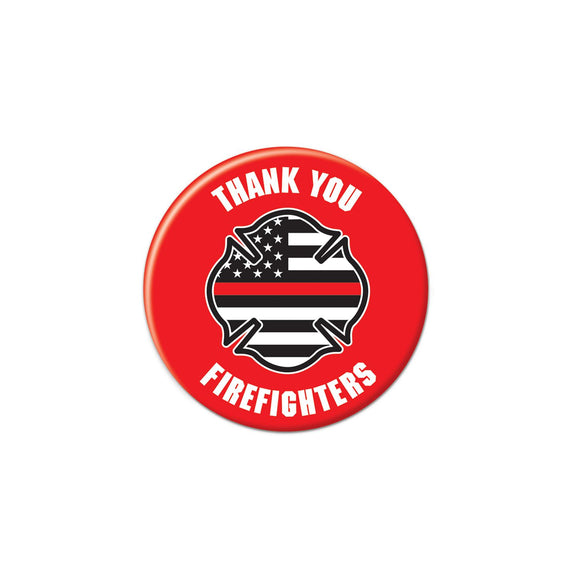 Beistle Thank You Firefighters Button - Party Supply Decoration for Patriotic