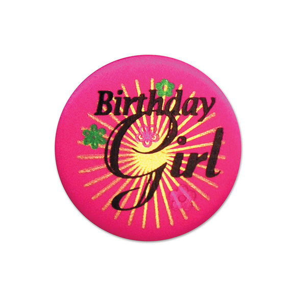 Beistle Birthday Girl Satin Button - Party Supply Decoration for Birthday