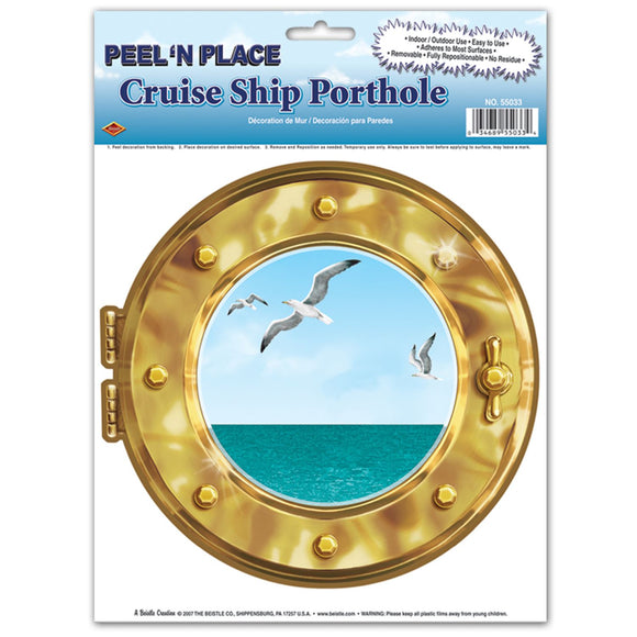 Beistle Cruise Ship Porthole Peel-N-Place Decal - Party Supply Decoration for Nautical