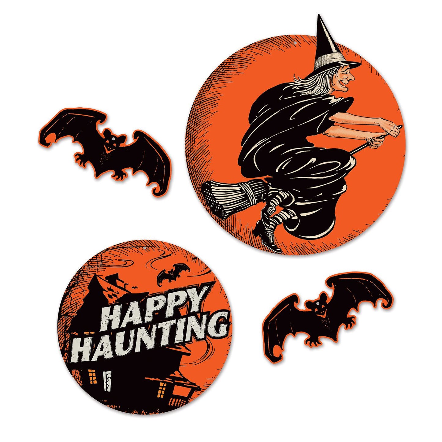 Beistle Vintage Halloween Cutouts   (4/Pkg) Party Supply Decoration : Halloween-Vintage