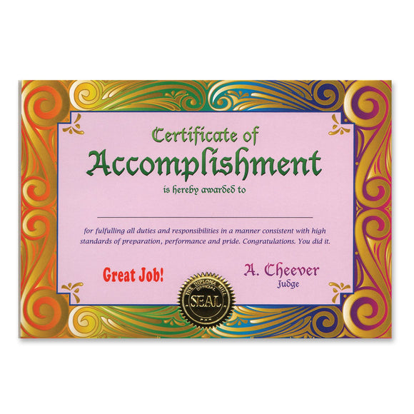 Beistle Certificate Of Accomplishment Award Certificates - Party Supply Decoration for Educational