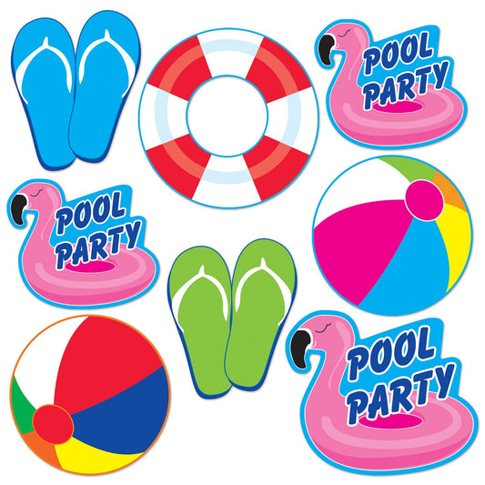 Beistle Pool Party Cutouts   (8/Pkg) Party Supply Decoration : Spring/Summer