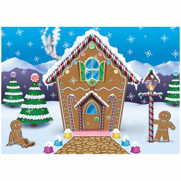 Beistle Gingerbread House Fabric Backdrop 5' x 7' (1/Pkg) Party Supply Decoration : Christmas/Winter