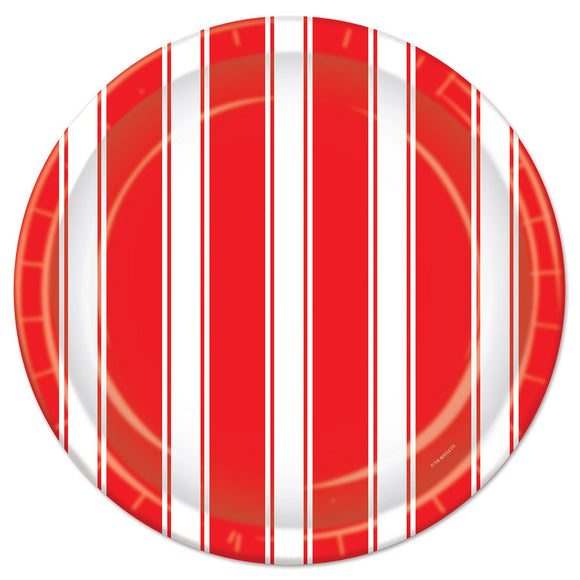Beistle Red & White Stripes Luncheon Plates - Party Supply Decoration for Circus
