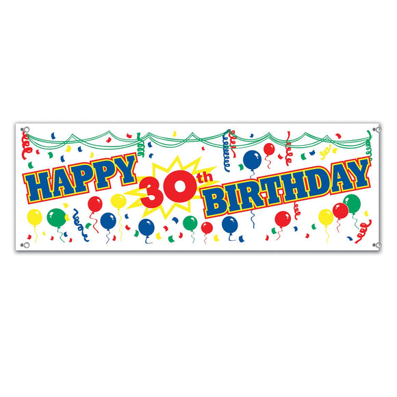 Beistle Happy 30th Birthday Sign Banner 5' x 21 in  (1/Pkg) Party Supply Decoration : Birthday-Age Specific