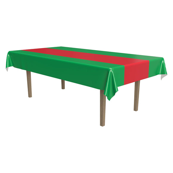 Beistle Red and Green Plastic Tablecover 54 in  x 108 in  (1/Pkg) Party Supply Decoration : Christmas/Winter