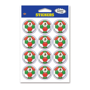Beistle Mexico Soccer Stickers (2 Sheets Per Package) - Party Supply Decoration for Soccer