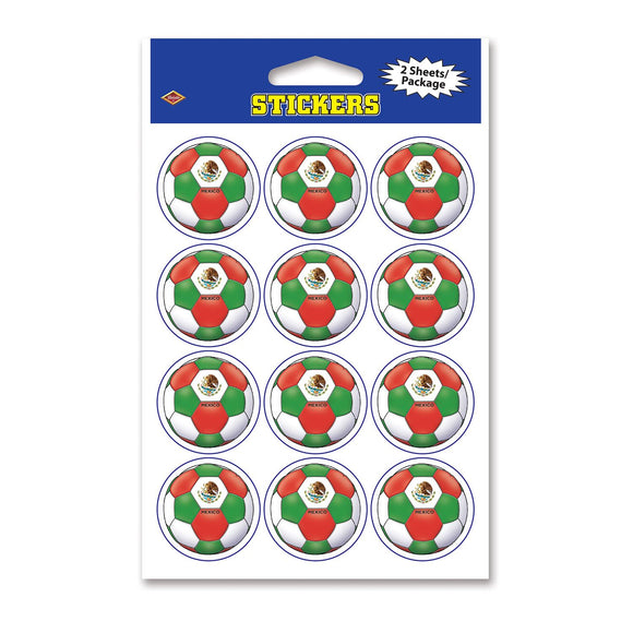 Beistle Mexico Soccer Stickers (2 Sheets Per Package) - Party Supply Decoration for Soccer