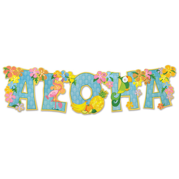 Beistle Printed Aloha Streamer 8 in  x 33 in  (1/Pkg) Party Supply Decoration : Luau