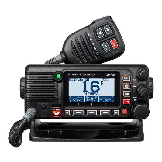 Standard Horizon GX2400B Matrix Black VHF w/AIS, Integrated GPS, NMEA 2000 30W Hailer,  Speaker Mic [GX2400B]