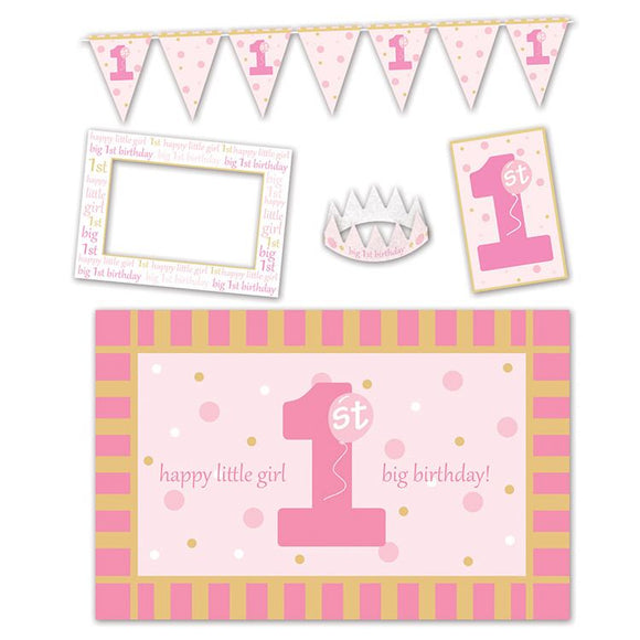 Beistle 1st Birthday High Chair Decorating Kit - Pink - Party Supply Decoration for 1st Birthday