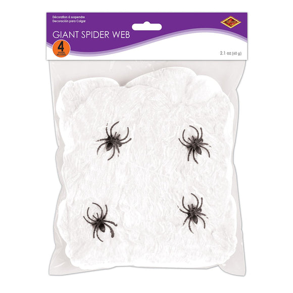 Beistle Giant Spider Web with 4 spiders - Party Supply Decoration for Halloween