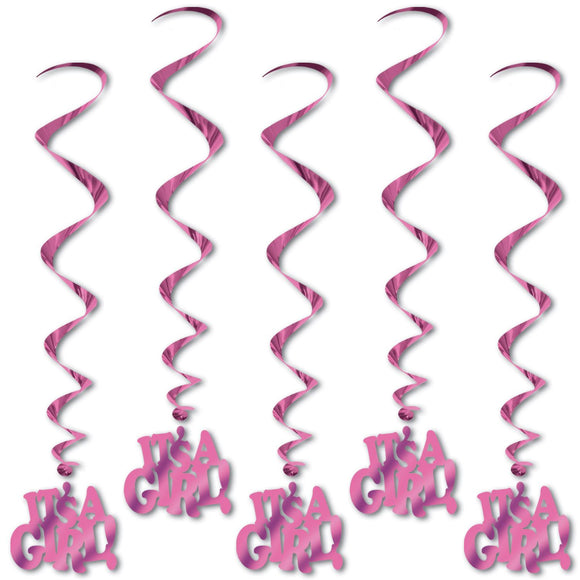 Beistle It's A Girl Whirls (5/pkg) - Party Supply Decoration for Baby Shower