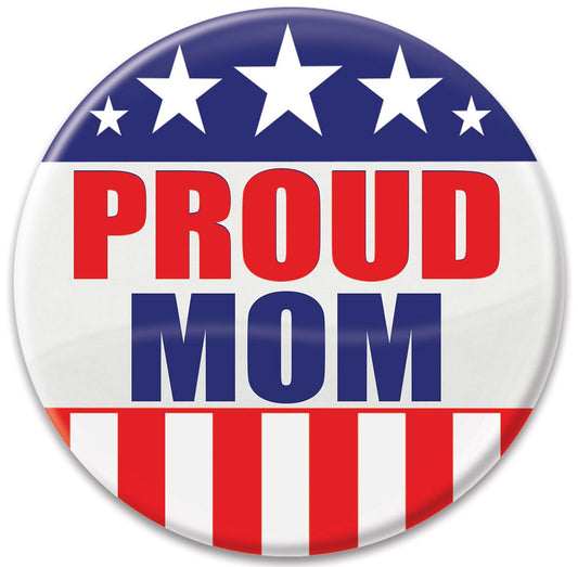 Beistle Proud Mom Button - Party Supply Decoration for Patriotic