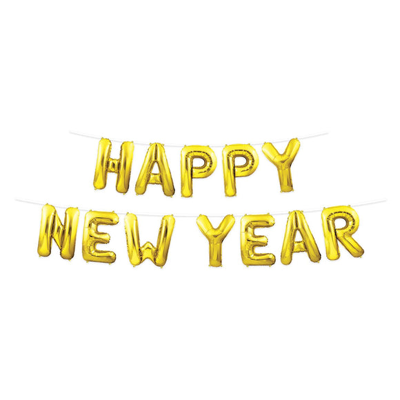 Beistle Happy New Year Balloon Streamer 140.25 in  x 12' (1/Pkg) Party Supply Decoration : New Years