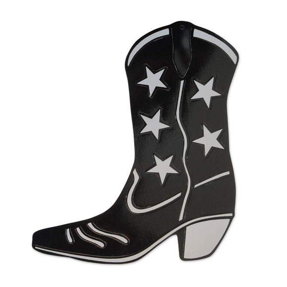 Beistle Foil Cowboy Boot Silhouette - Black - Party Supply Decoration for Western