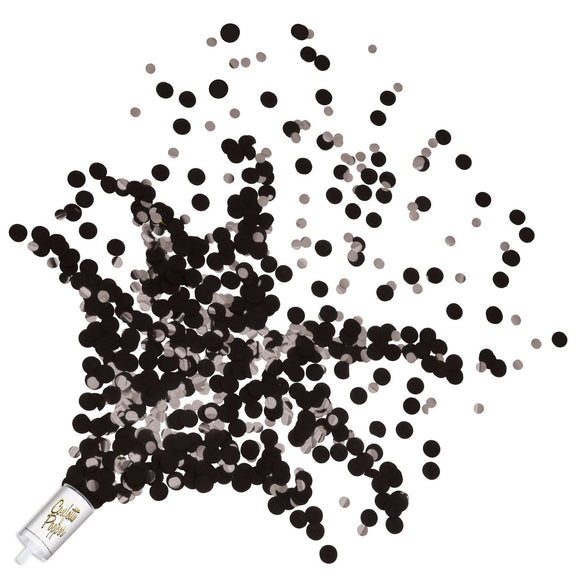 Beistle Push Up Confetti Poppers - Black & Silver - Party Supply Decoration for New Years