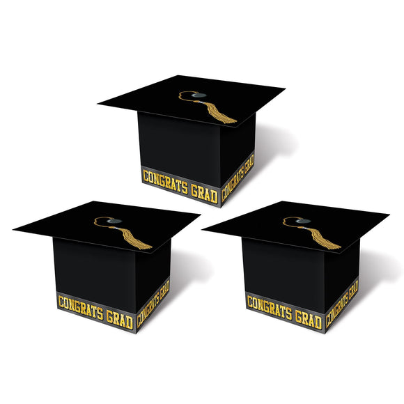 Beistle Black Grad Cap Favor Boxes - Party Supply Decoration for Graduation