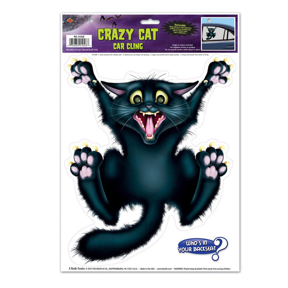 Beistle Crazy Cat Car Window Cling - Party Supply Decoration for Halloween