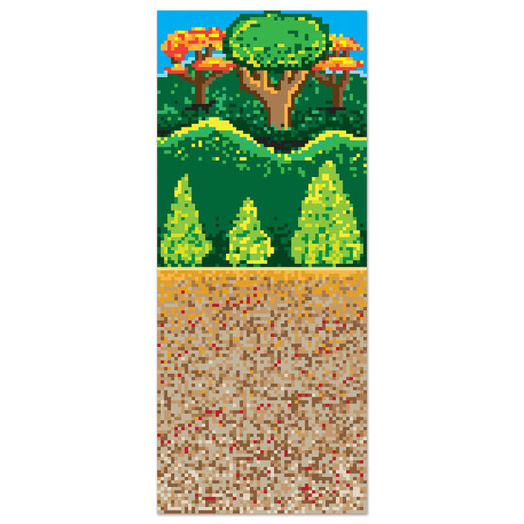 Beistle 8-Bit Forest Backdrop 4' x 30' (1/Pkg) Party Supply Decoration : 8-Bit