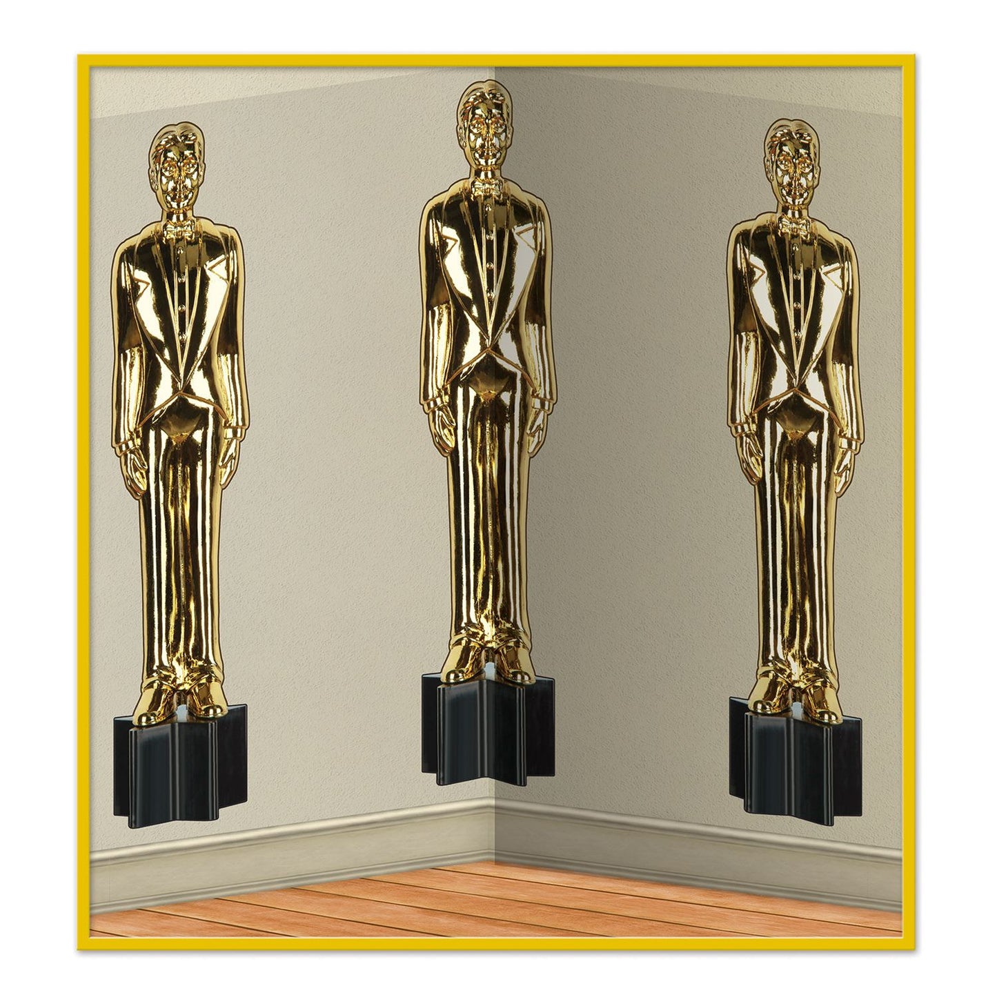 Beistle Awards Night Male Statuettes Backdrop 4' x 30' (1/Pkg) Party Supply Decoration : Awards Night