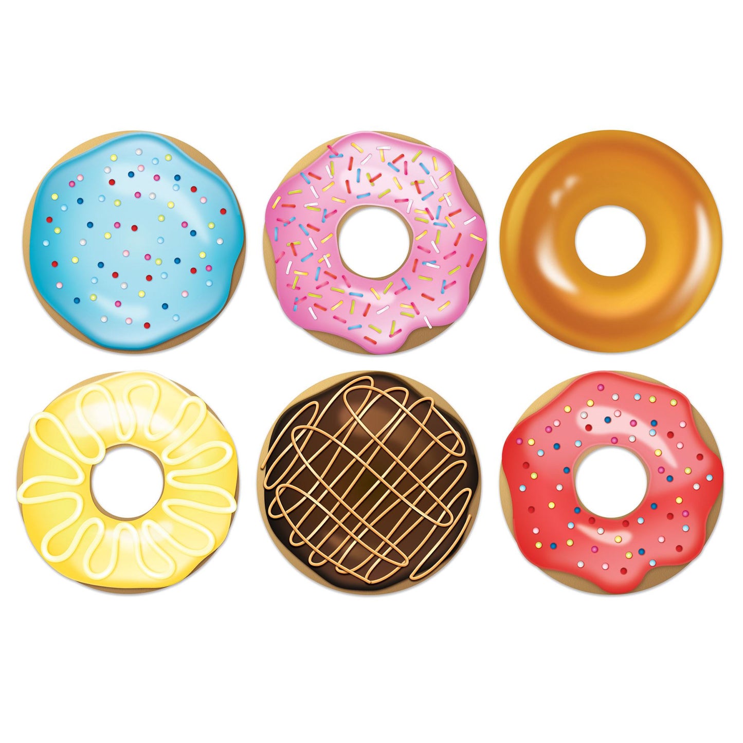 Beistle Donut Cutouts 8 in  (6/Pkg) Party Supply Decoration : Donuts