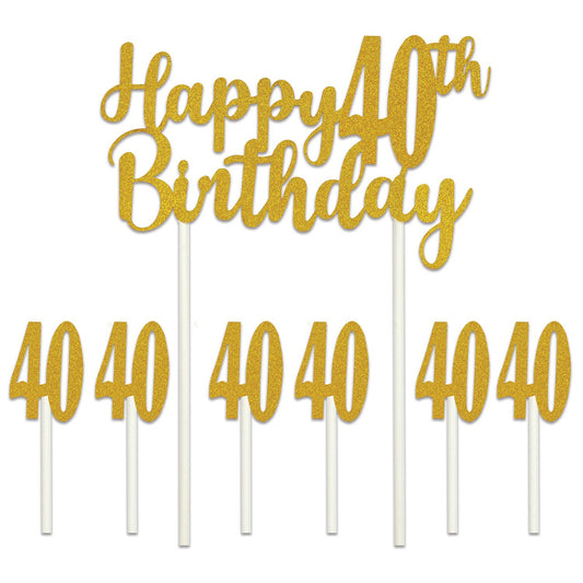 Beistle Happy "40th" Birthday Cake Topper - Party Supply Decoration for Birthday