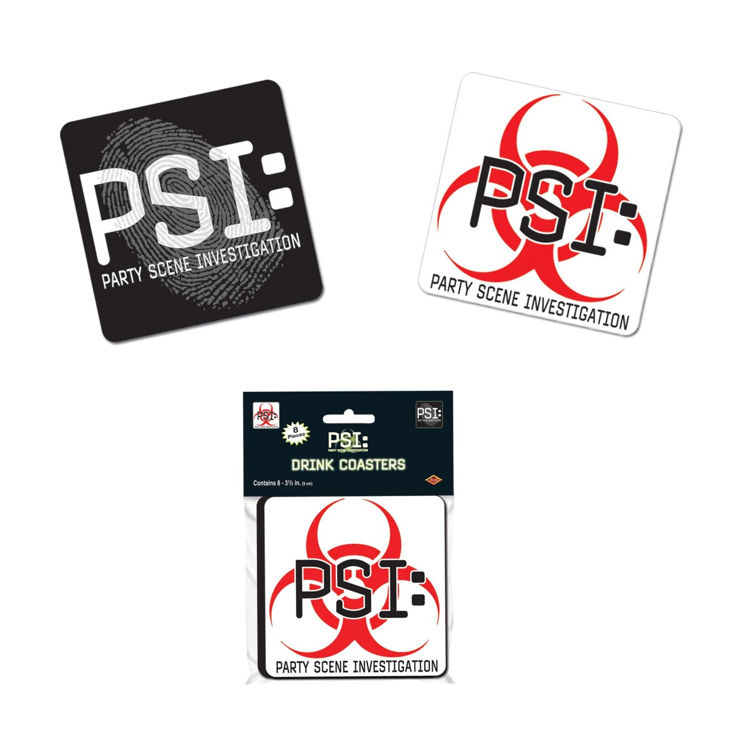 Beistle PSI Coasters - Party Supply Decoration for Crime Scene