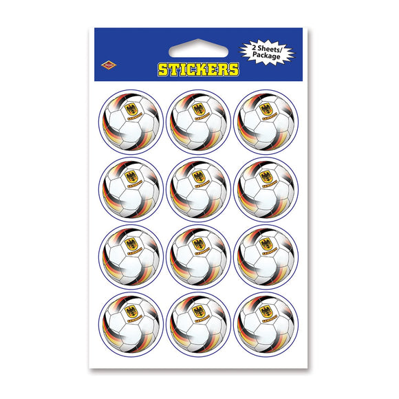 Beistle Germany Soccer Stickers (2 Sheets Per Package) - Party Supply Decoration for Soccer
