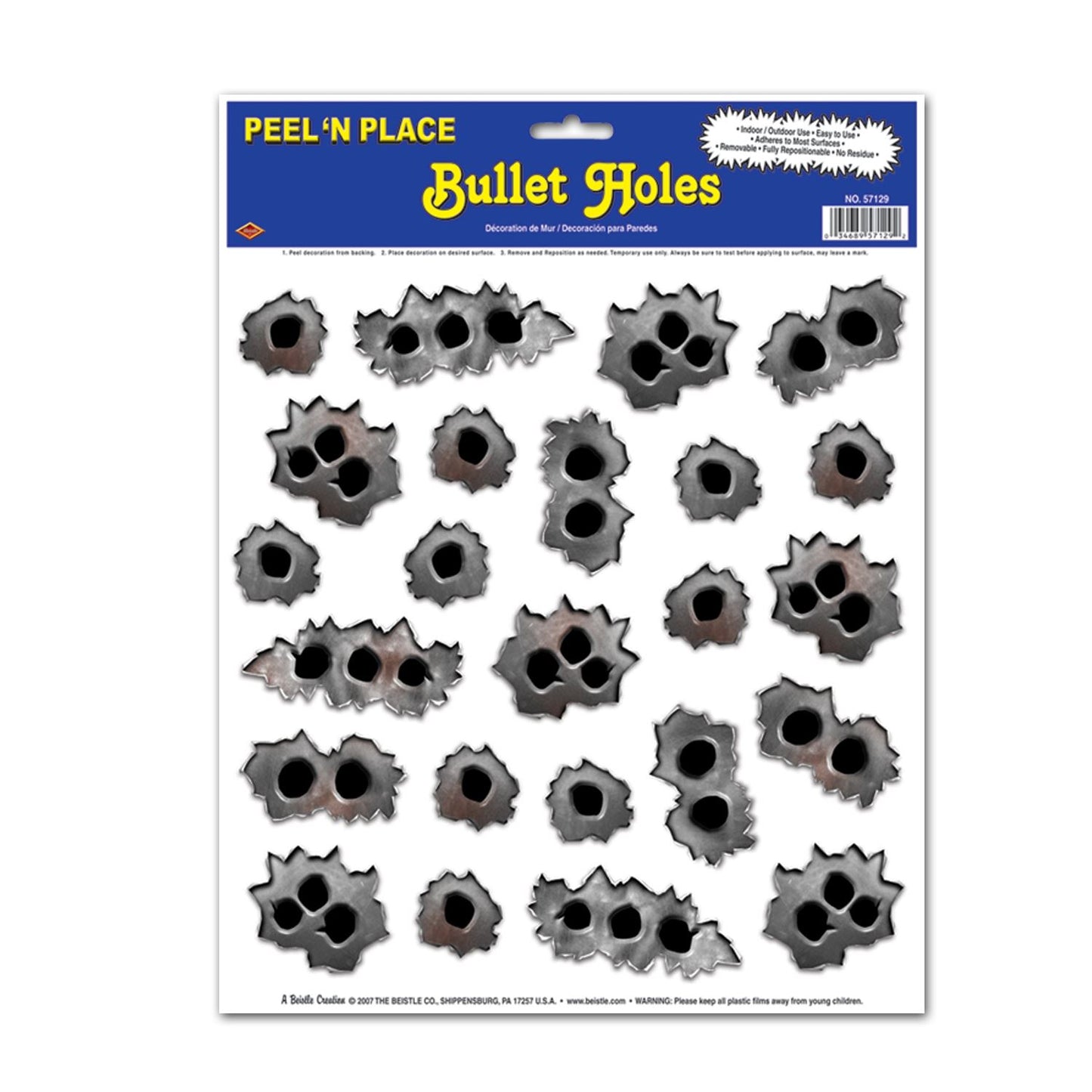 Beistle Bullet Holes Sticker Decals (24/sheet) - Party Supply Decoration for 20's