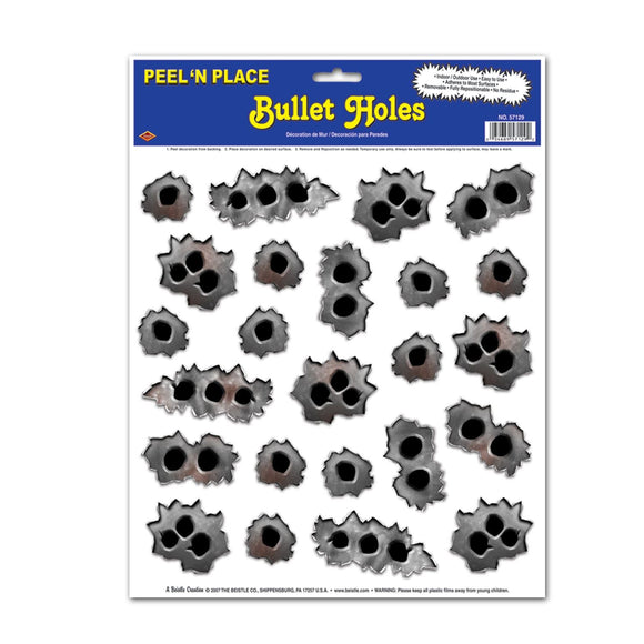 Beistle Bullet Holes Sticker Decals (24/sheet) - Party Supply Decoration for 20's