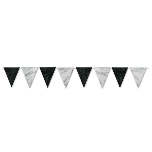 Beistle Black & Silver Pennant Banner 11 in  x 12' (1/Pkg) Party Supply Decoration : Awards Night