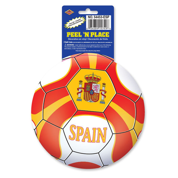Beistle Spain Soccer Ball Peel 'N Place (1/Sheet) - Party Supply Decoration for Soccer