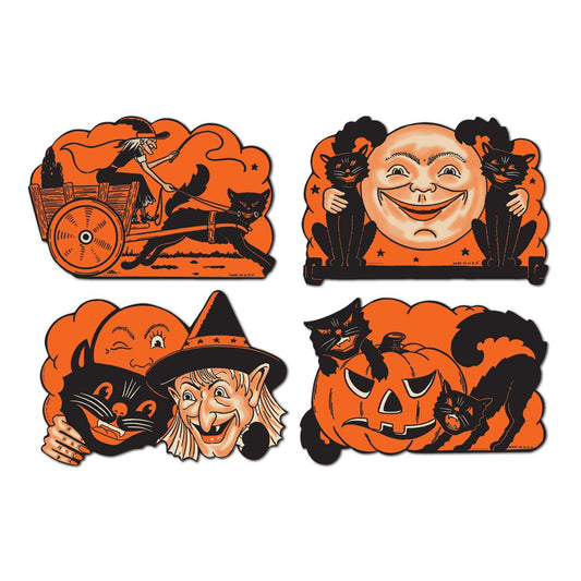 Beistle Halloween Cutouts 9 in  (4/Pkg) Party Supply Decoration : Halloween-Vintage