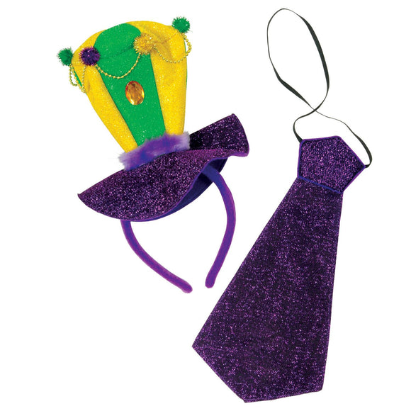Beistle Mardi Gras Headband and Necktie Set  (1/Card) Party Supply Decoration : Mardi Gras