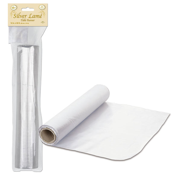 Beistle Silver Lame Table Runner Roll (50 feet) - Party Supply Decoration for Anniversary