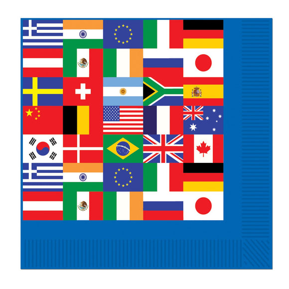 Beistle International Flag Lunch Napkins (16/pkg) - Party Supply Decoration for International