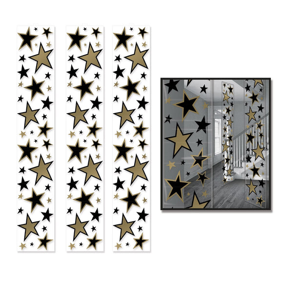 Beistle Star Party Panels - Black and Gold - Party Supply Decoration for Awards Night