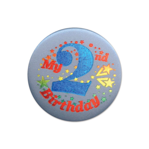 Beistle Blue My 2nd Birthday Satin Button - Party Supply Decoration for Birthday