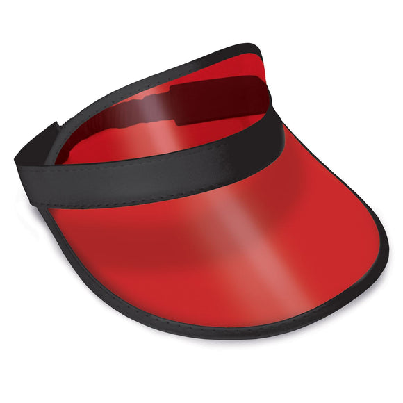 Beistle Clear Plastic Dealer's Visor - Red - Party Supply Decoration for Casino