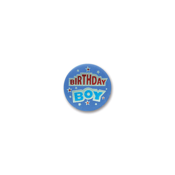 Beistle Birthday Boy Satin Button - Party Supply Decoration for Birthday