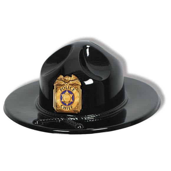 Beistle Black Plastic Trooper or Police Chief Hat   Party Supply Decoration : Crime Scene
