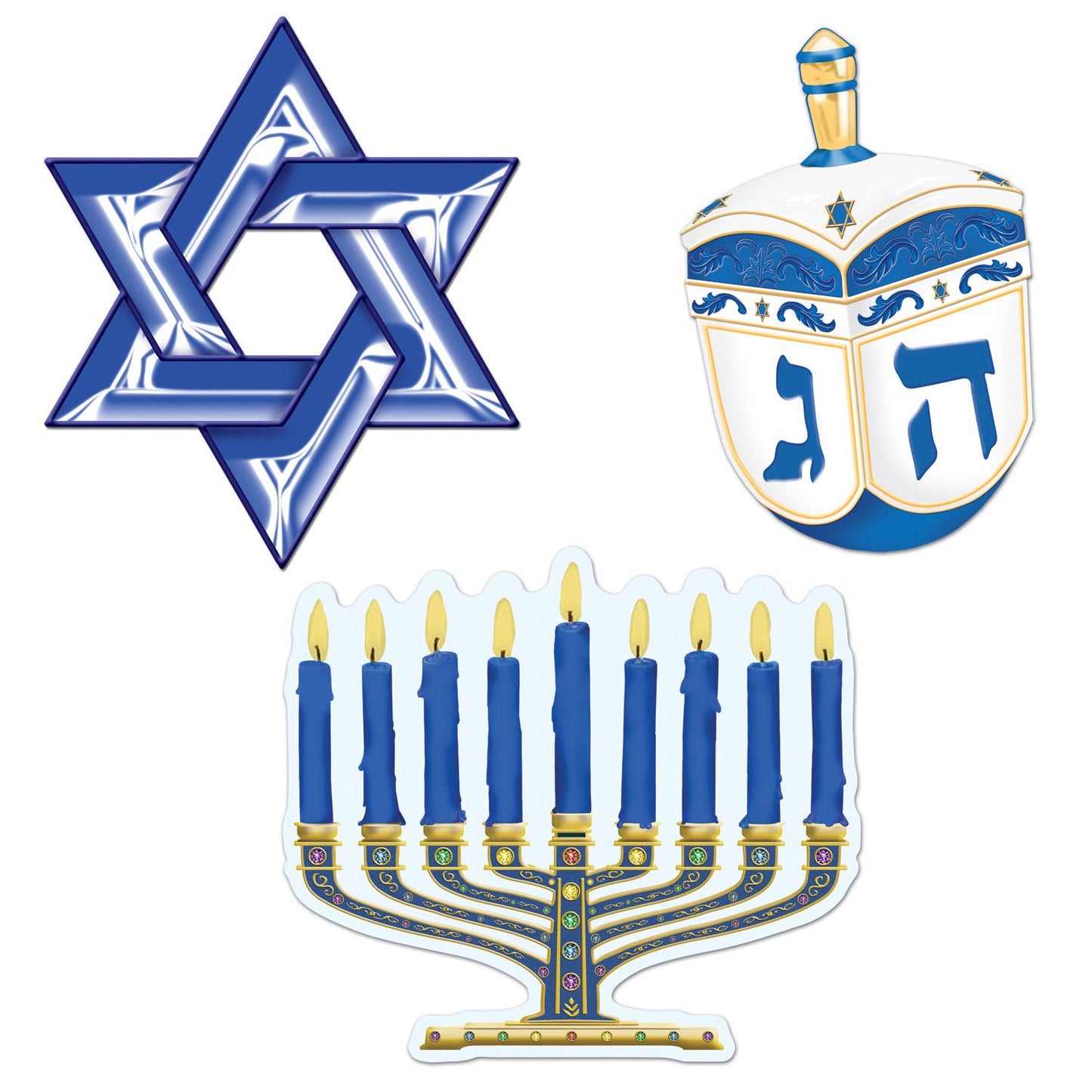 Beistle Hanukkah Cutouts  (3/Pkg) Party Supply Decoration : Hanukkah