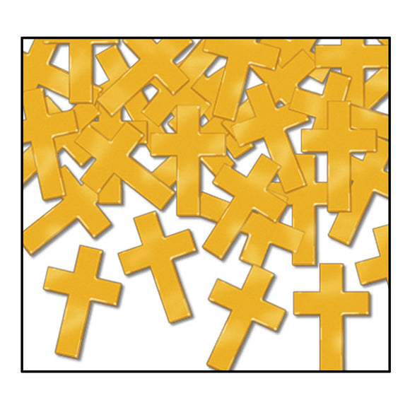 Beistle Gold Fanci-Fetti Crosses - Party Supply Decoration for Religious