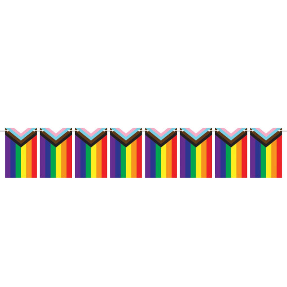Beistle Pride Flag Pennant Streamer 7 in  x 4' 6 in  (1/Pkg) Party Supply Decoration : Rainbow