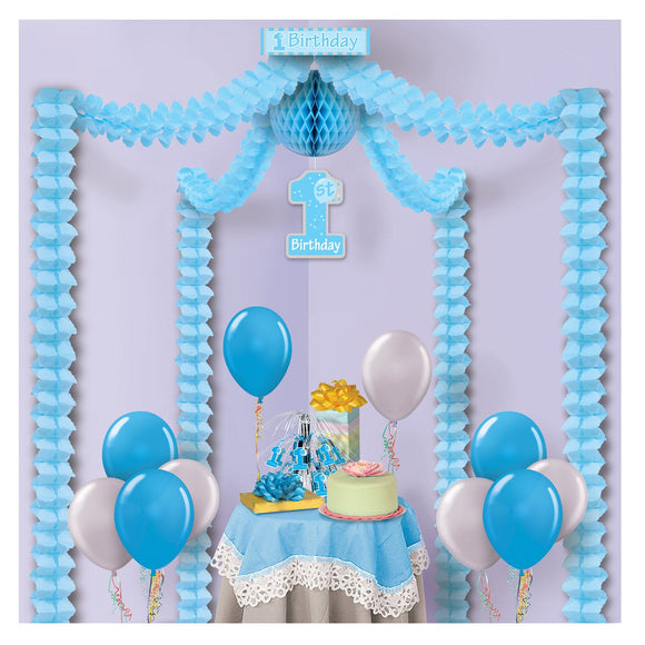 Beistle 1st Birthday Party Canopy - Blue - Party Supply Decoration for 1st Birthday