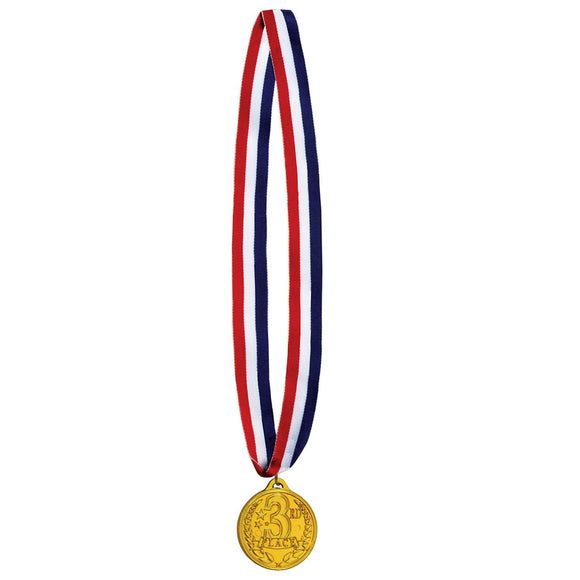 Beistle 3rd Place Medal w/Ribbon - Party Supply Decoration for Sports