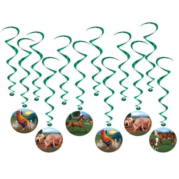 Beistle Farm Animal Whirls - Party Supply Decoration for Farm