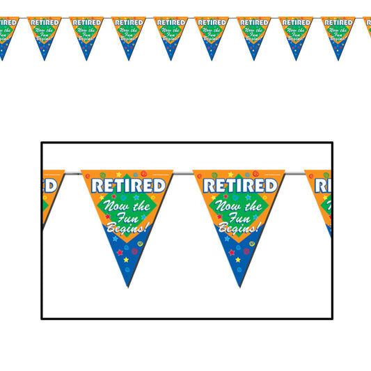 Beistle Retired Pennant Banner 11 in  x 12' (1/Pkg) Party Supply Decoration : Retirement